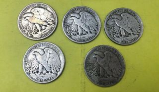 5 - 1942 Walking Liberty Silver Half Dollars 2