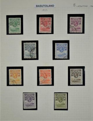 Basutoland Stamps 1933 Set Of 10 To 10/ - 5/ - & 10/ - H/m (y130)