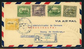 Nicaragua Postal History: Lot 78 1934 Reg Ffc Official Managua - Tegucigalpa $$