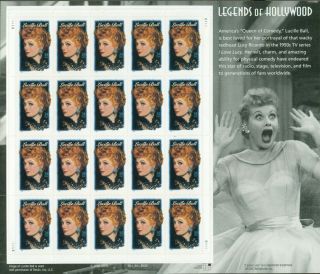 Us: 2001 Lucy Lucille Ball - Legends Of Hollywood; Sheet Sc 3523; 34 Cents Values