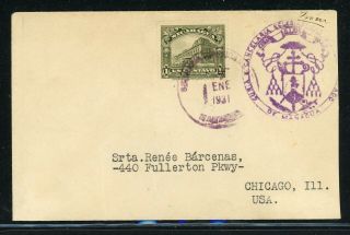 Nicaragua Postal History: Lot 75 1931 1c Palace Religious Managua - Chicago $$$