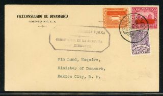 Nicaragua Postal History: Lot 74 1936 Mixed Franking Corinto - Mexico $$$