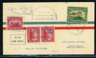 Nicaragua Postal History: Lot 73 1934 Reg Ffc Maxwell A115 To Tegucigalpa $$$$