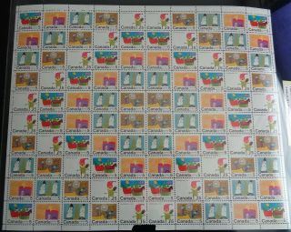 Canada - Sheet Of 100 Stamps - Vfnh - Scott 519/523,  522i,  522iii