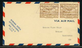 Nicaragua Postal History: Lot 72 1933 20c Air Mail Week Managua - Spokane $$$