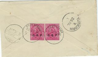 China India C.  E.  F.  1901 3p.  Pair Cover From Base Office (hong Kong) To India