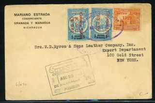 Nicaragua Postal History: Lot 67 1929 Air Post Granada - Ny $$$
