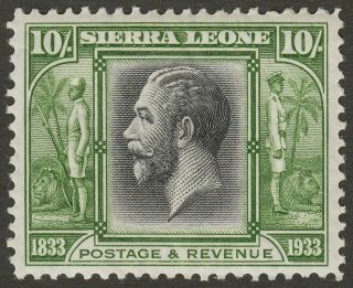 Sierra Leone 1933 Kgv Wilberforce 10sh Black And Sage - Green Sg179 Cat £300