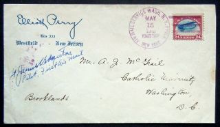 Rare Aamc 101f,  5/15/1918 First Flight York To Wash Dc Cover Pilot Signed