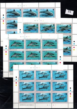 / 9x Niue - Mnh - Wwf - Marine Life - Dolphins