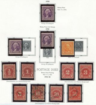 U.  S.  Scott J45 - 49,  J69 - 86,  720 - 23 & E15 - 16 Stamps & 3