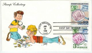 1986 Stamp Collecting Joint Issue Usa,  Sweden 2200,  836 Image Handpainted
