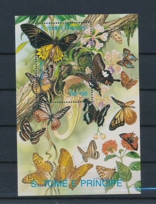 Lk63965 Sao Tome E Principe Insects Bugs Flowers Butterflies Sheet Mnh