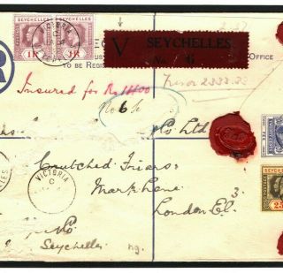 Seychelles Cover Valeur Declaree V Label Registered 1932 Stationery Mc132