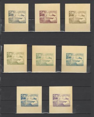 ,  1949 Cyprus Upu 1,  5 Nominal In Different Colour Thick Paper