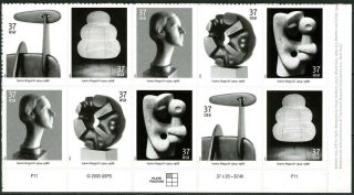 Sc 3857 - 61 2004 37¢ - Isamu Noguchi - Sculpture - Nh Plate Block Of 10