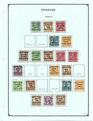 Noble Album Page Of 20 Tennessee Older Issue Bureau Precancels,  Some Better