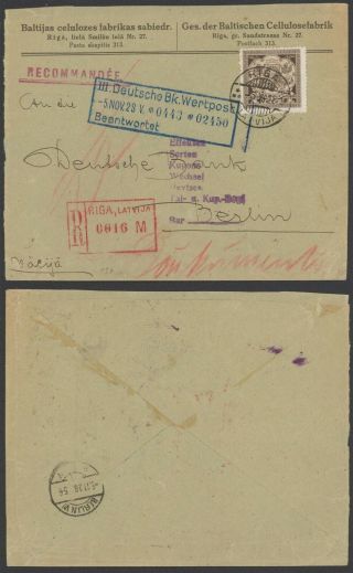 Latvia 1928 - Registered Cover Riga To Berlin Germany 32129/6