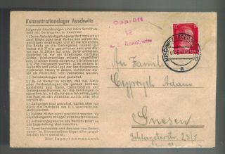 1943 Germany Auschwitz Kz Concentration Camp Letter Cover To Gnesen