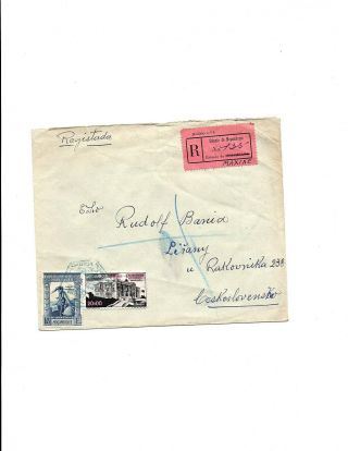 Stamps 1948 Postal Tax To Czechoslovakia Registered Sc 283,  300,  Ra51
