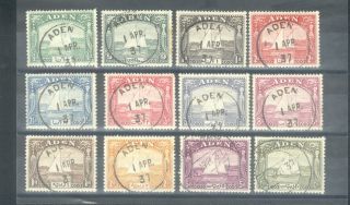 Aden 1937 Set Of Dhows Fine.  Stamped 1st Day 01/04/1937.  (cat.  £800)