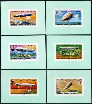 Mauritania 345 - 348,  C167 - C168,  C169 imperf,  deluxe,  MNH.  Zeppelin,  75th Ann.  1976. 2