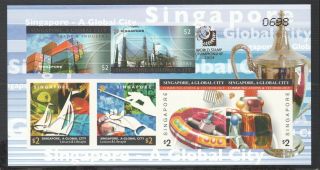Singapore 2004 A Global City Limited Imperforated Serial Number Souvenir Sheet