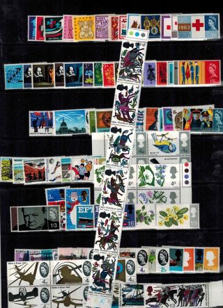 Complete Commemorative Phosphor Phos Stamp Sets 1962 - 1967 Um Sg 631p - 722p