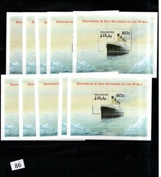 ,  10x Maldives - Mnh - Ships - Titanic -