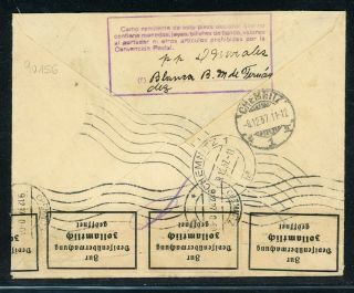 Nicaragua Postal History: LOT 56 1937 REG Multifranked GRANADA - CHEMNITZ $$$ 2