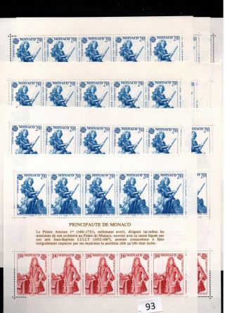 // Monaco - Mnh - Art - Famous Poeple - Europa Cept 1985 - 10 Sheets - 50 Sets