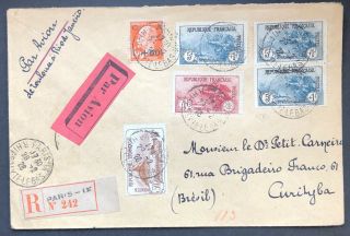 France Great Registered Air Mail Cover 1928 To Brazil Od X23