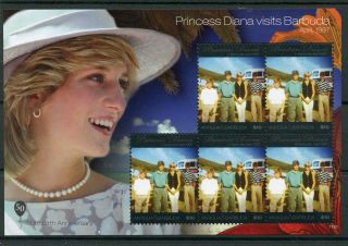 Antigua & Barbuda 2011 Mnh Princess Diana Visits 5v M/s I $10 High Value Stamps
