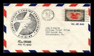 Dr Jim Stamps Us Chicago Am 1 44 First Flight Air Mail Cover Twa Stratoliner