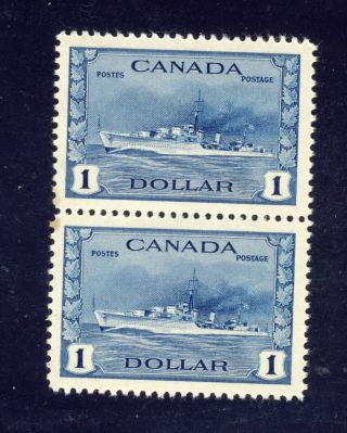 2x Canada Mnh Wwii Stamps Pair 262 - $1.  00 Destroyer Vf Mnh Cat.  Value = $300.  00