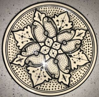 Le Souk Ceramique Artisans By Tunisia.  Black/white Haqima Pitcher And Platter