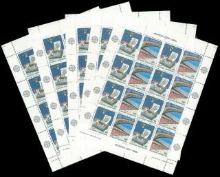 Greece 1988 Europa Cept Set 5 Sheetlets Of 16 (40 Sets) Mnh Signed Upon Request
