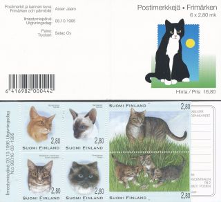 Finland 1995 Mnh Booklet Of 6 Stamps - Cats - Siamese Persian Somalian