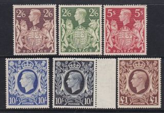 Gb Great Britain Kgvi 1939 - 48 Arms High Value Set Never Hinged