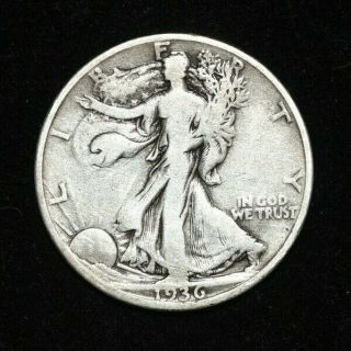 1936 D - Walking Liberty Half Dollar - Silver - Vf