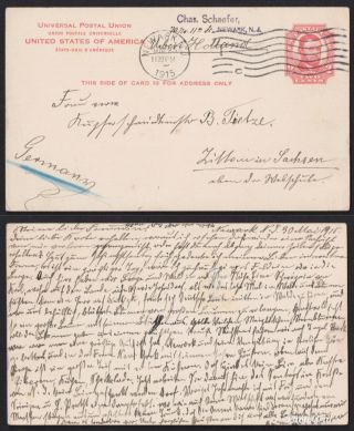 Usa 1915 Postal Card From Newark Nj To Germany Vf