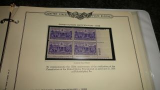 US Scott 835,  836,  837 & 838 Plate Blocks of 4 MNH YEAR OF ISSUE 1938 2
