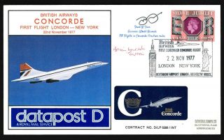 22.  11.  77 Ba Concorde Cpt Brian Walpole Signed Cover_datapost D London - Ny_ 2/2