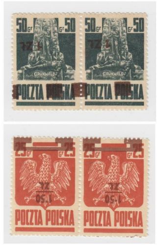 Poland: Sc.  346,  364var: Inverted Mnh Pairs (fi.  375no,  376ano T1,  T2),  Signed