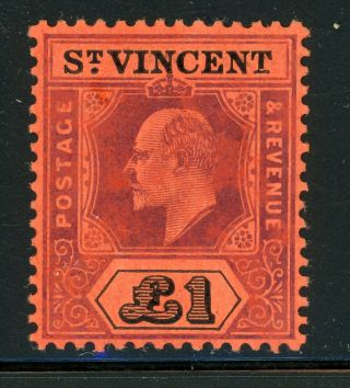 St.  Vincent Mlh (kevii) Selections: Scott 89 £1 Viol/black/red Wmk3 Cv$300,