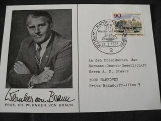 Hog Card Autopen Signed Wernher Von Braun,  Space