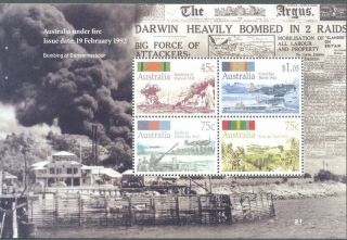 Australia - Bombing Of Darwin Harbour - World War Ii Mnh Sheet - Military - Aviation