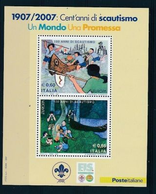 D269548 Europa Cept 2007 Scout Centenary S/s Mnh Italy
