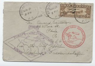 1930 C14 $1.  30 Zeppelin Flight Cover Philadelphia Pa [y4292]
