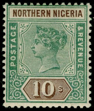 Northern Nigeria Sg9,  10s Green & Brown,  M.  Cat £325.